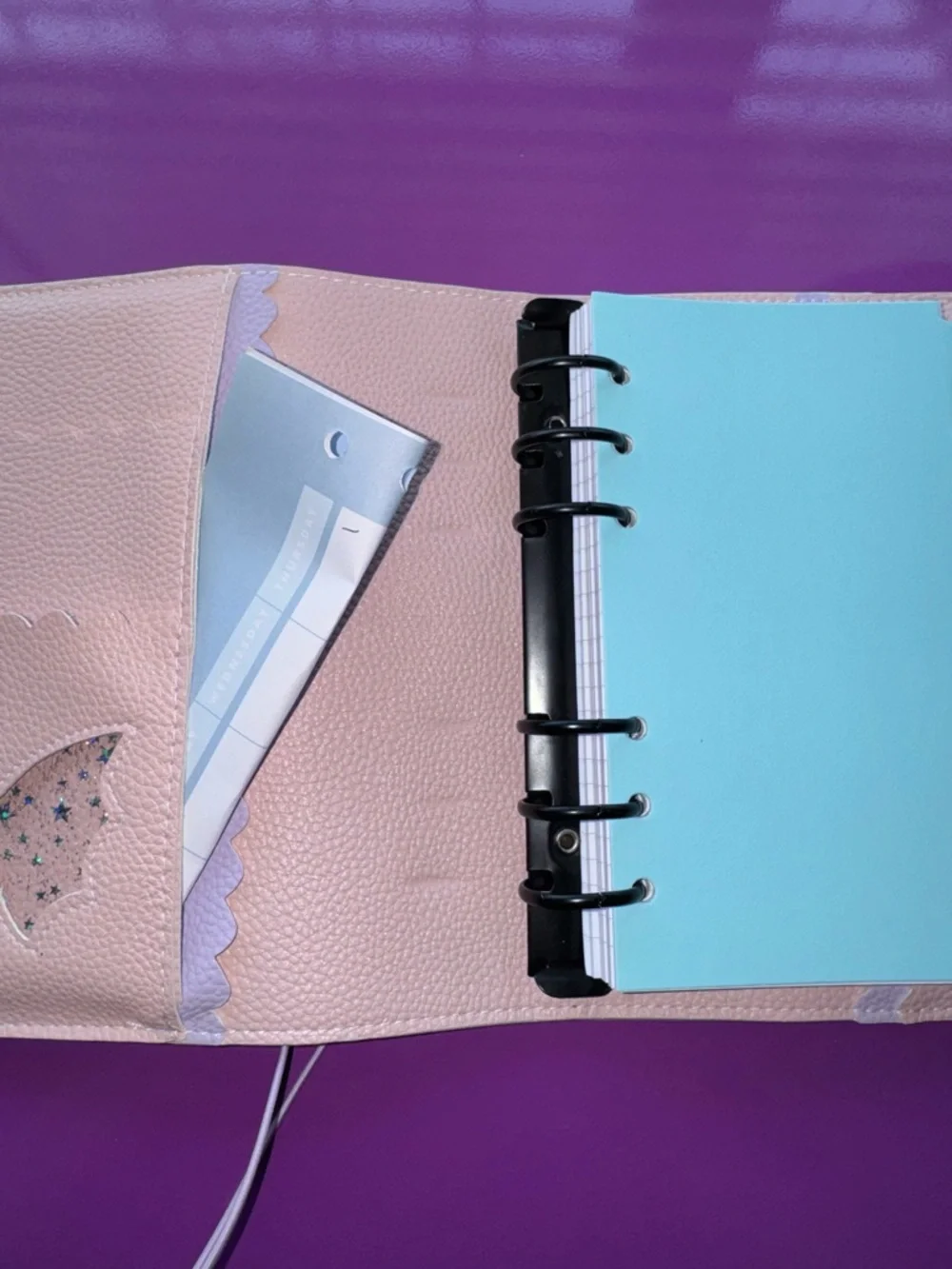 Lavender Faux Leather Notebook Cover Planer/Journal B6 with Black Bat Accent